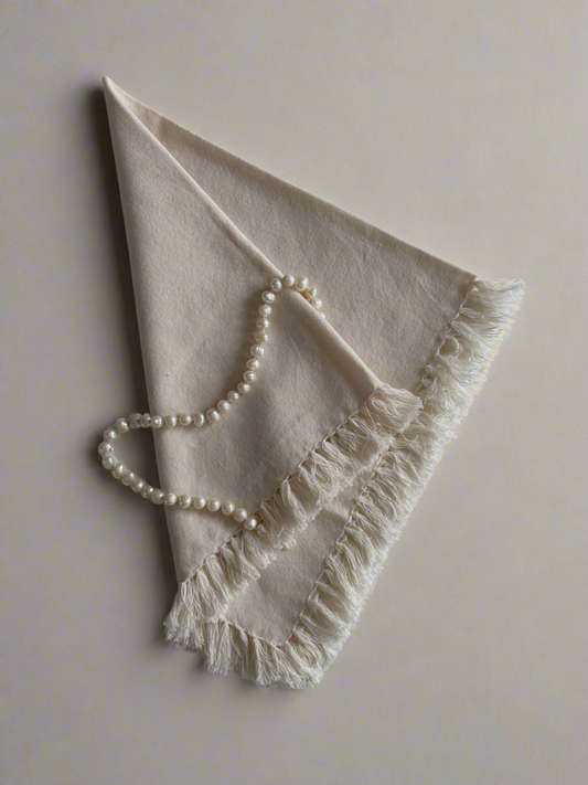 Beige Cotton Fringe Napkins (set of 4)