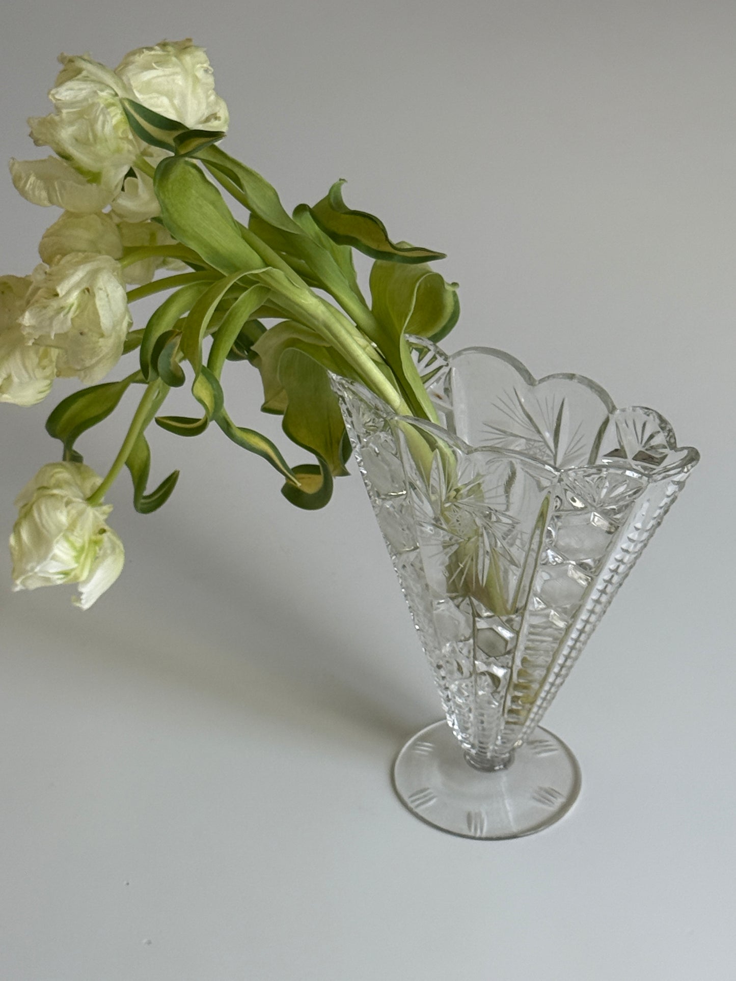 Vintage Crystal Fan Vase
