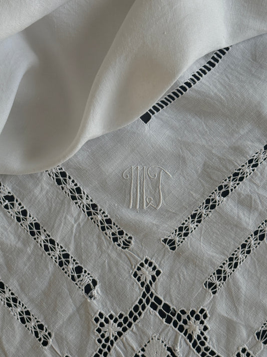 Vintage Drawn Thread Hand Made Tablecloth