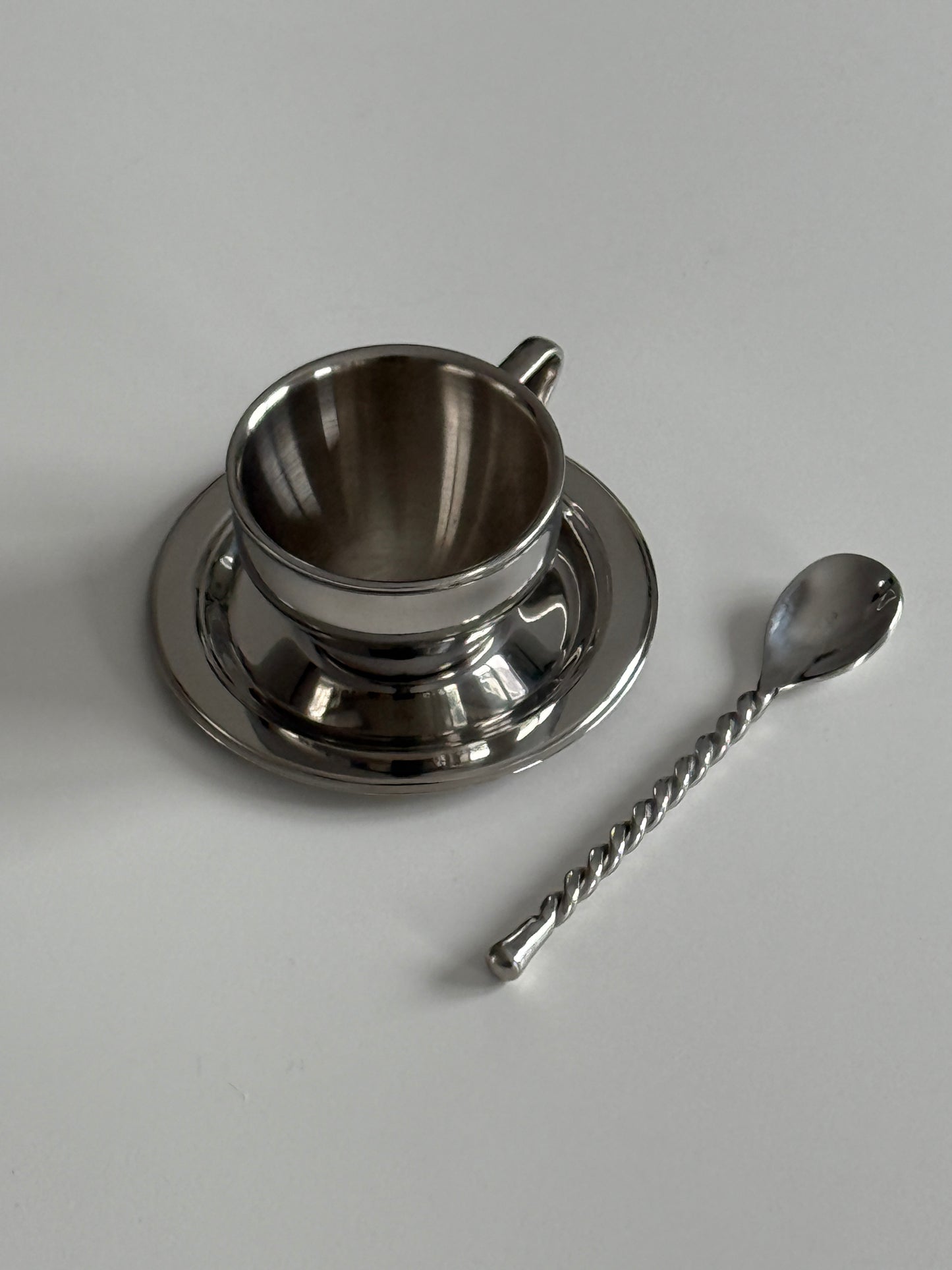 Stainless Steel Espresso cups & saucers (Set of 4)