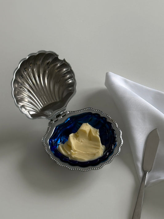 Silver Plate Shell Butter Dish