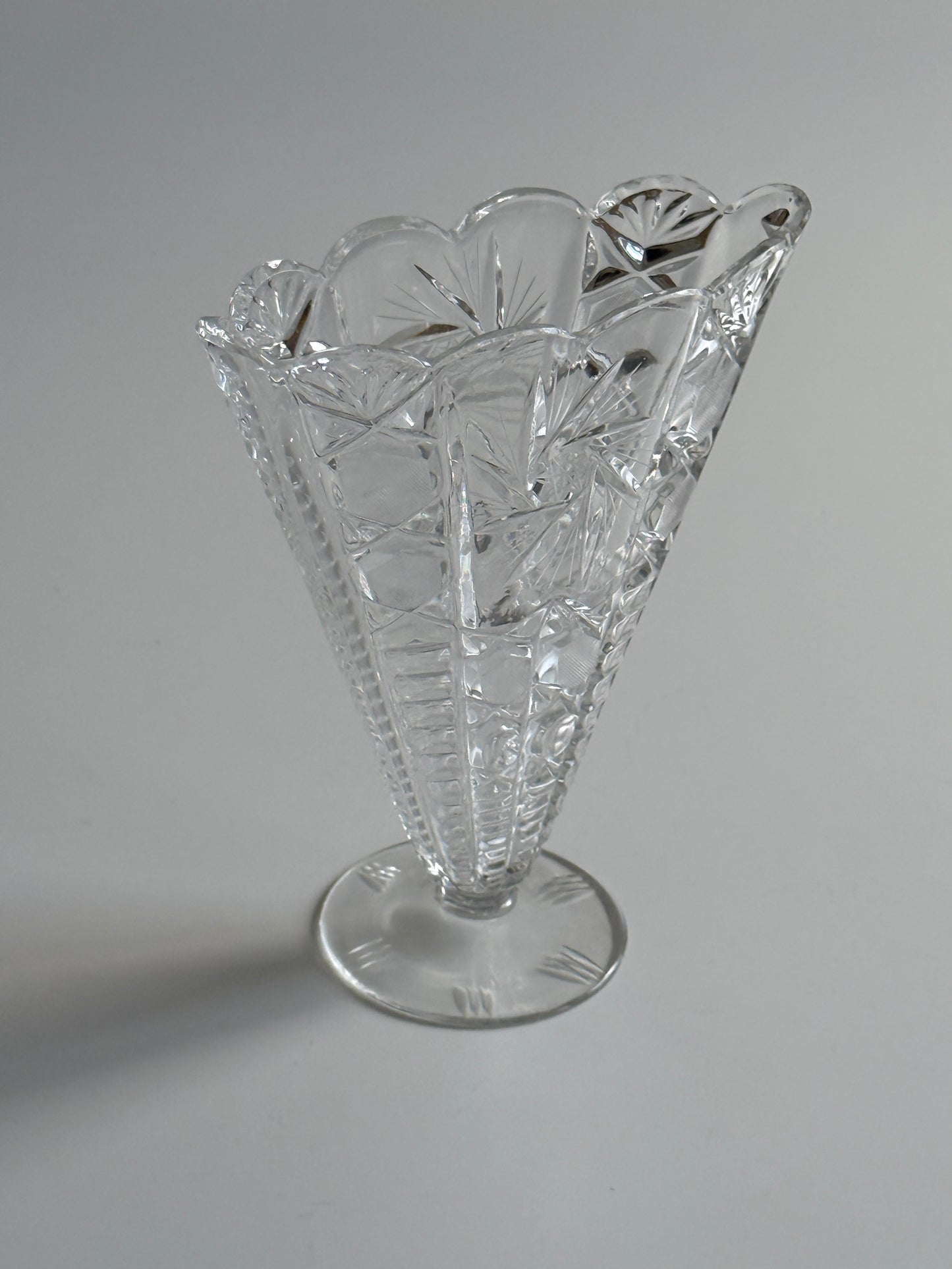 Vintage Crystal Fan Vase