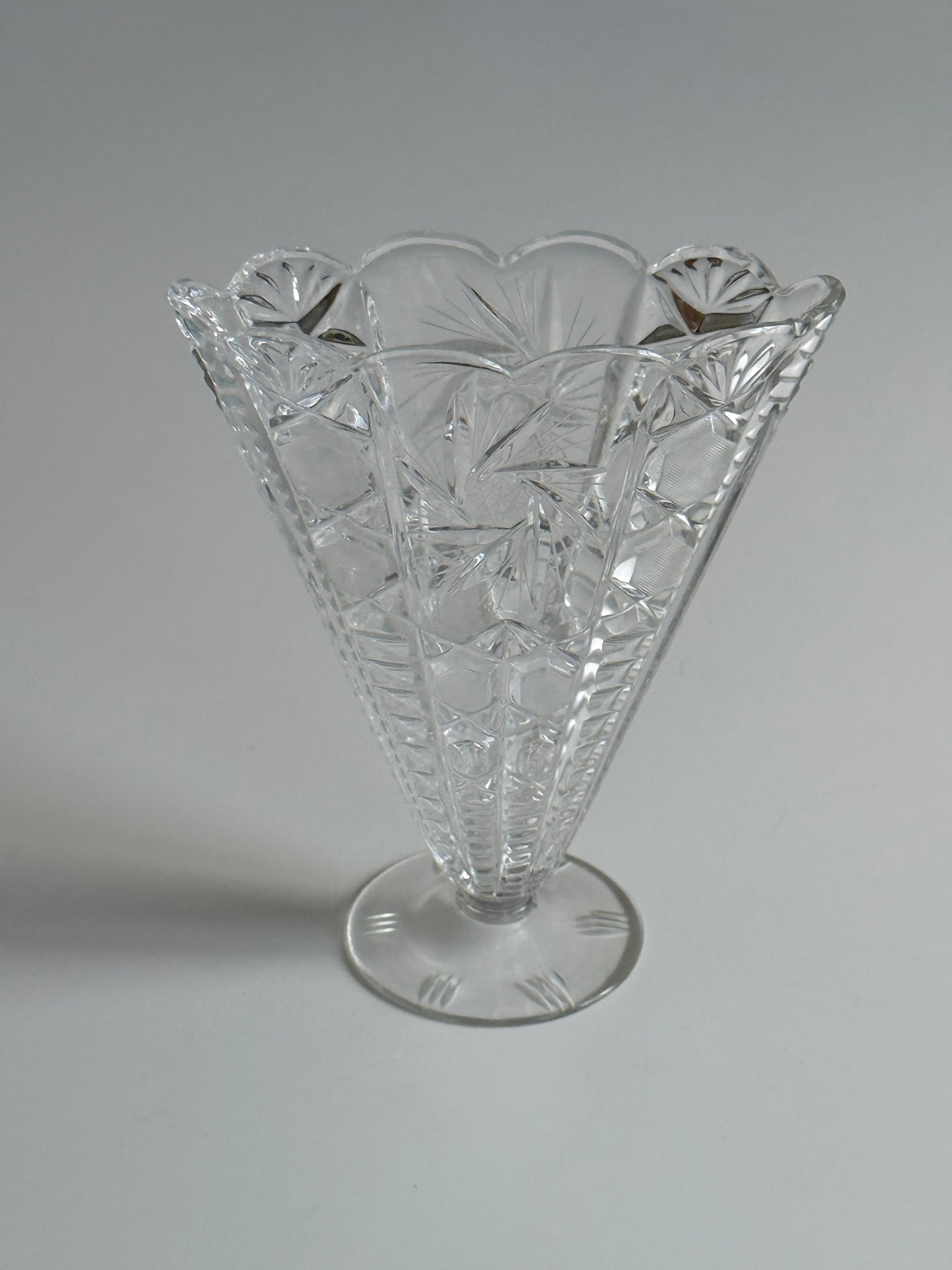 Vintage Crystal Fan Vase
