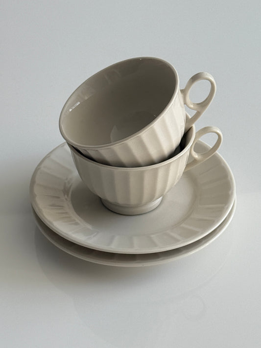 Set of Ivory Tea Cups and Saucers (set of 2)