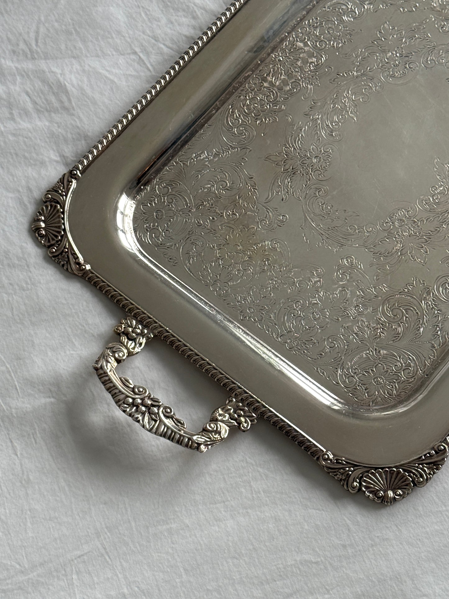 Large Silver Plated Handled Serving Tray