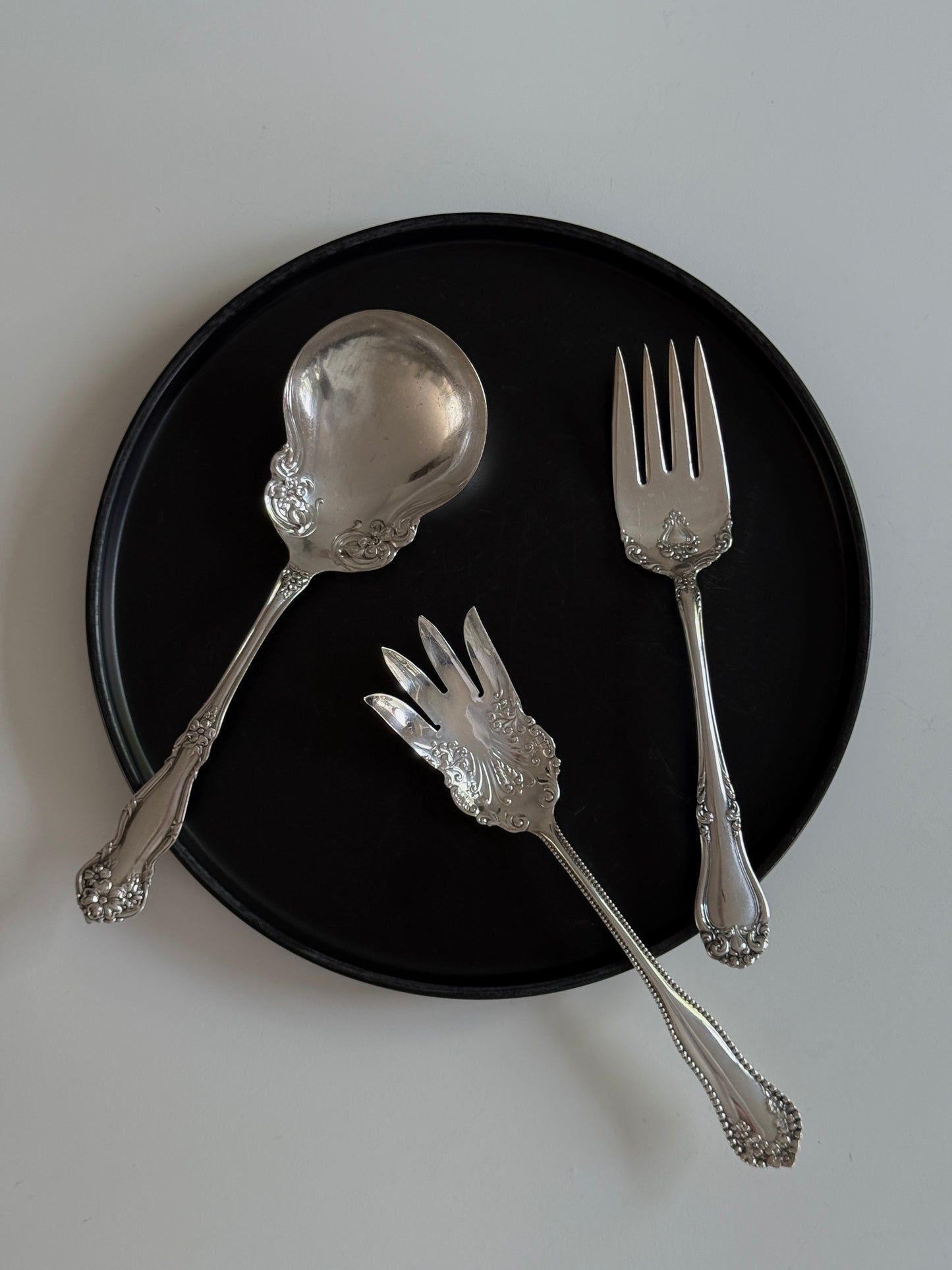 Ornate Silver Plated Serving Utensils (set of 3)