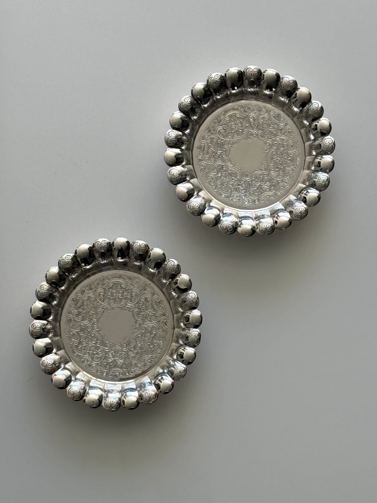 Small Ornate Silver-Plated Tray (set of 2)