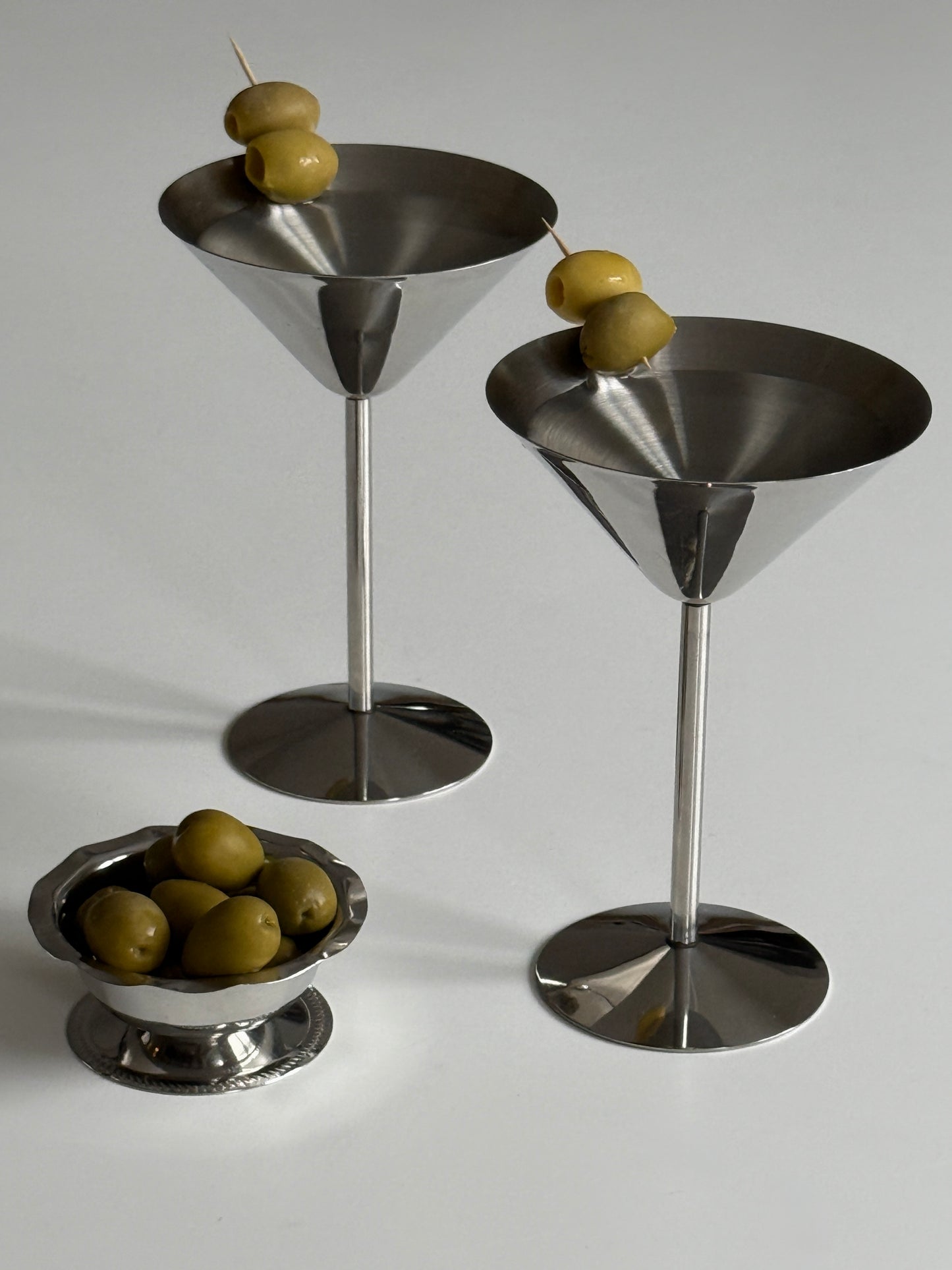 Pair of Chrome Martini Glasses