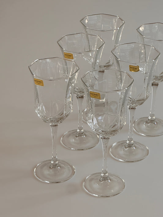 Octagonal Wine Glasses by Luminarc France (set of 6)