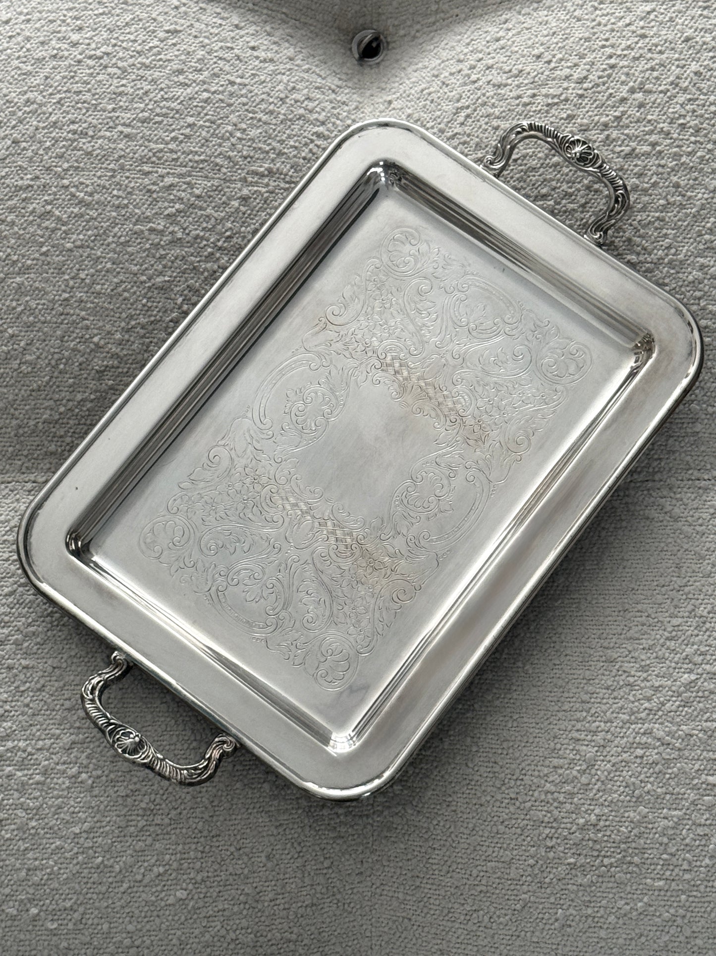 Ornate Footed Silver Plated Entertaining Tray