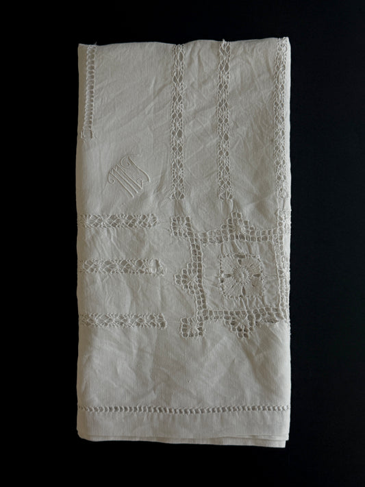 Vintage Drawn Thread Hand Made Tablecloth