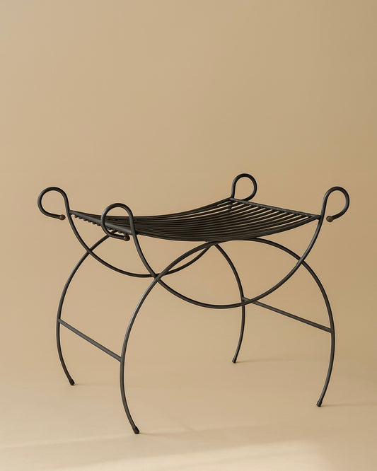 Vintage Regency Style Metal Curule Bench