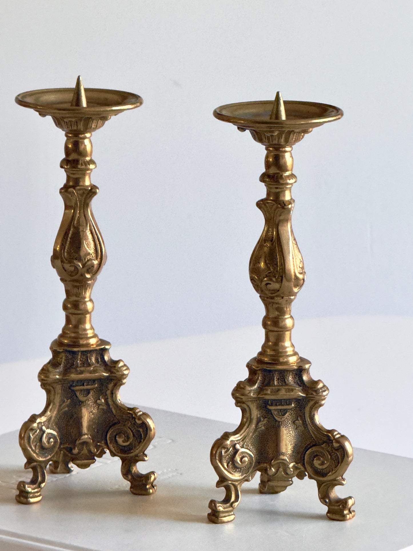Pair of French Brass Vintage Candlestick