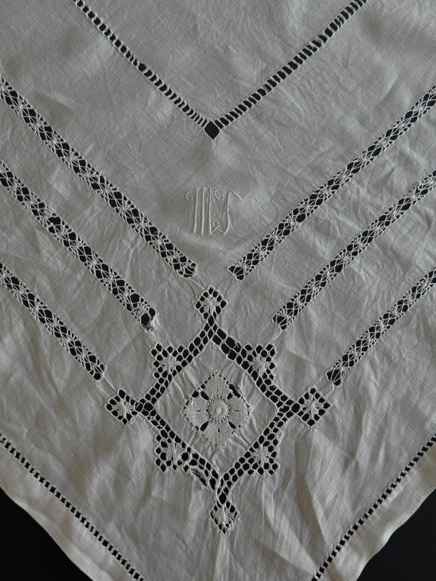 Vintage Drawn Thread Hand Made Tablecloth