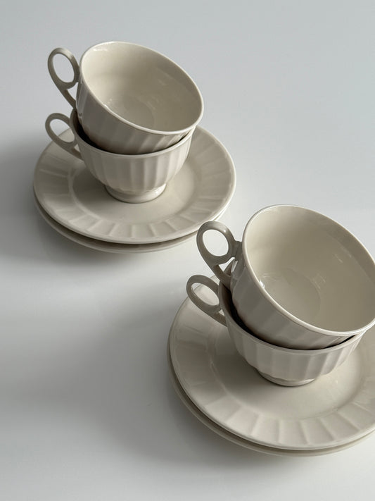 Set of Ivory Tea Cups and Saucers (set of 4)