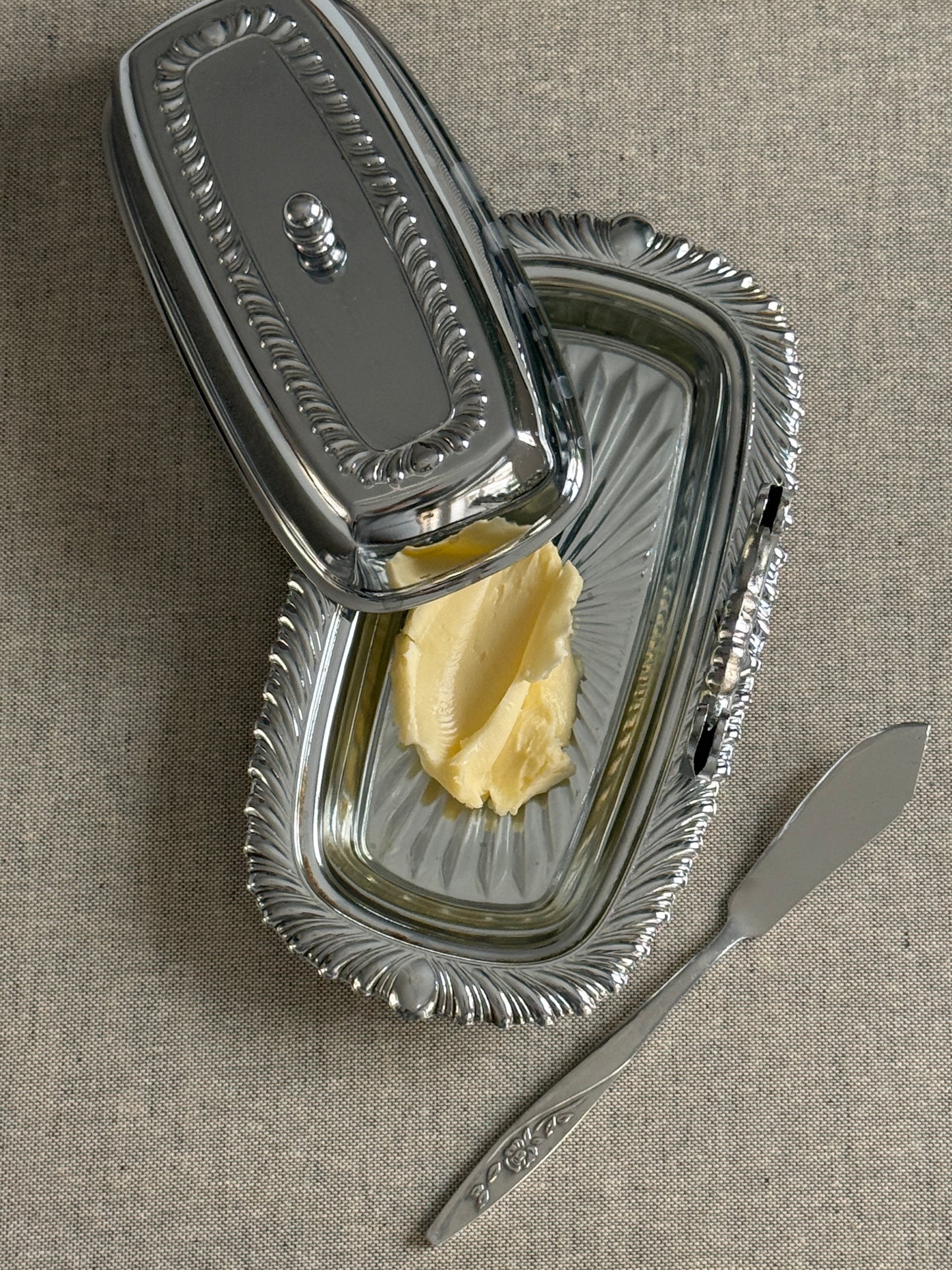 Silver Plated Butter Dish & Spreader