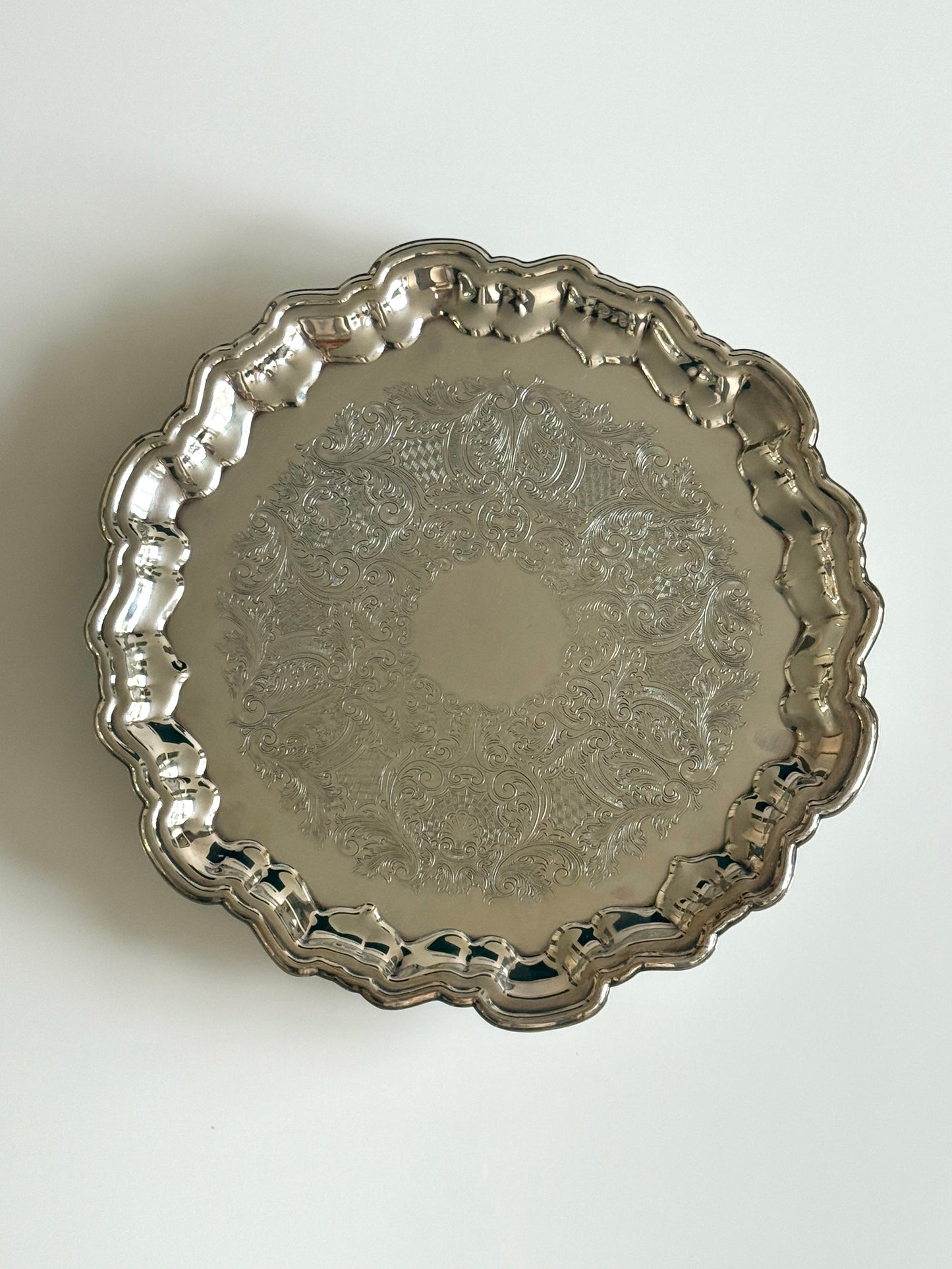 Large Footed Silver Plate Cocktail Tray