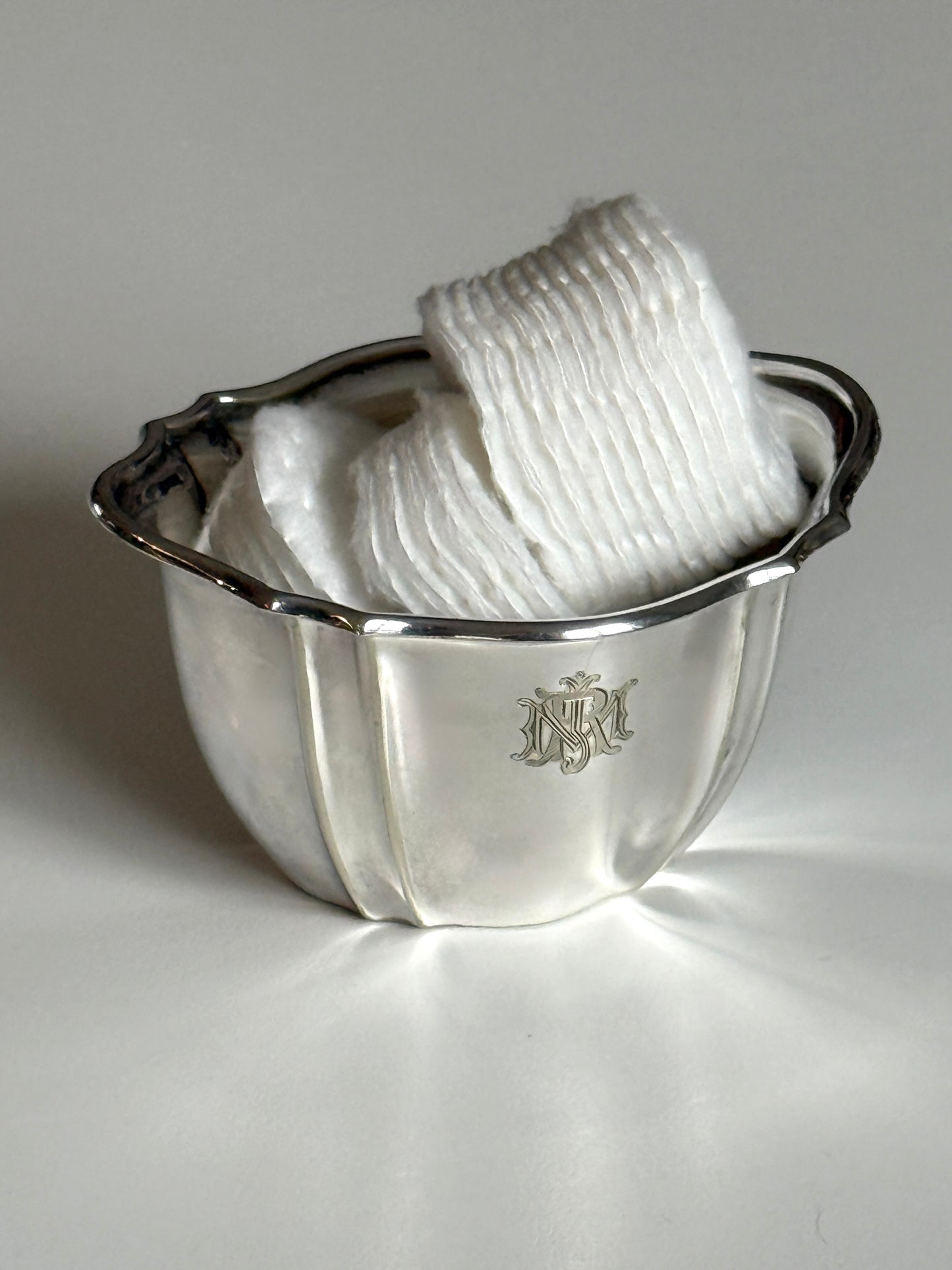 Monogram Silver Plate Sugar Bowl