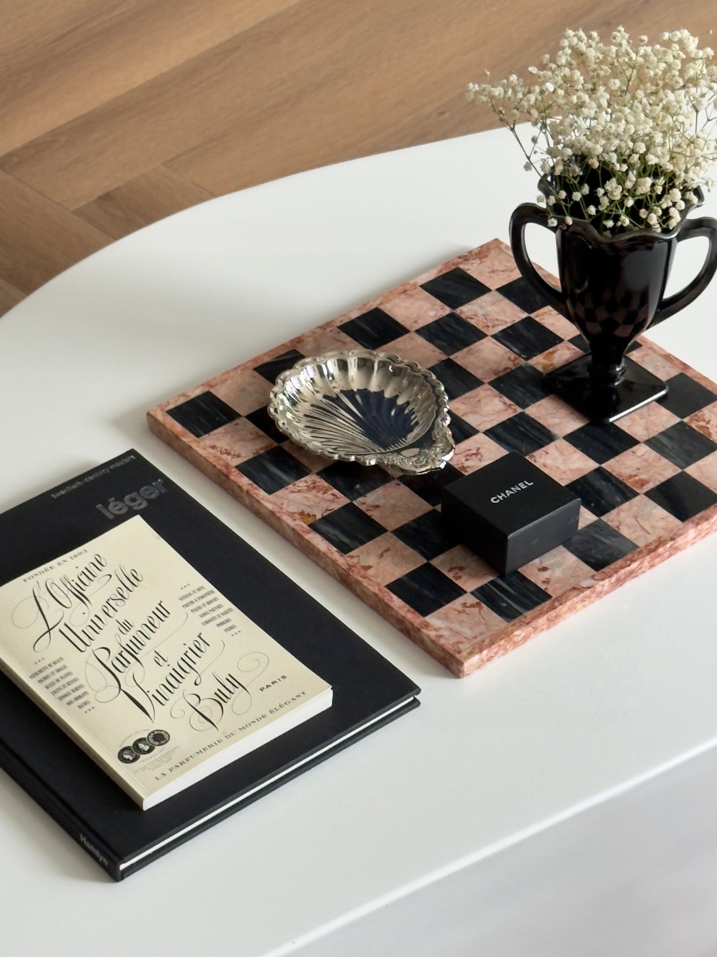 Black & Pink Marble Chessboard