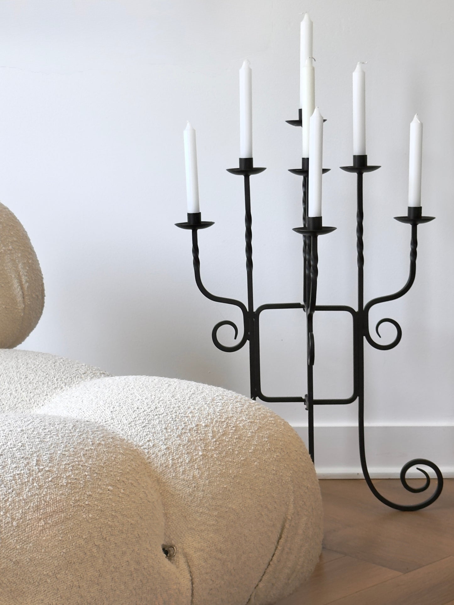 Vintage Wrought Iron Floor Candelabra