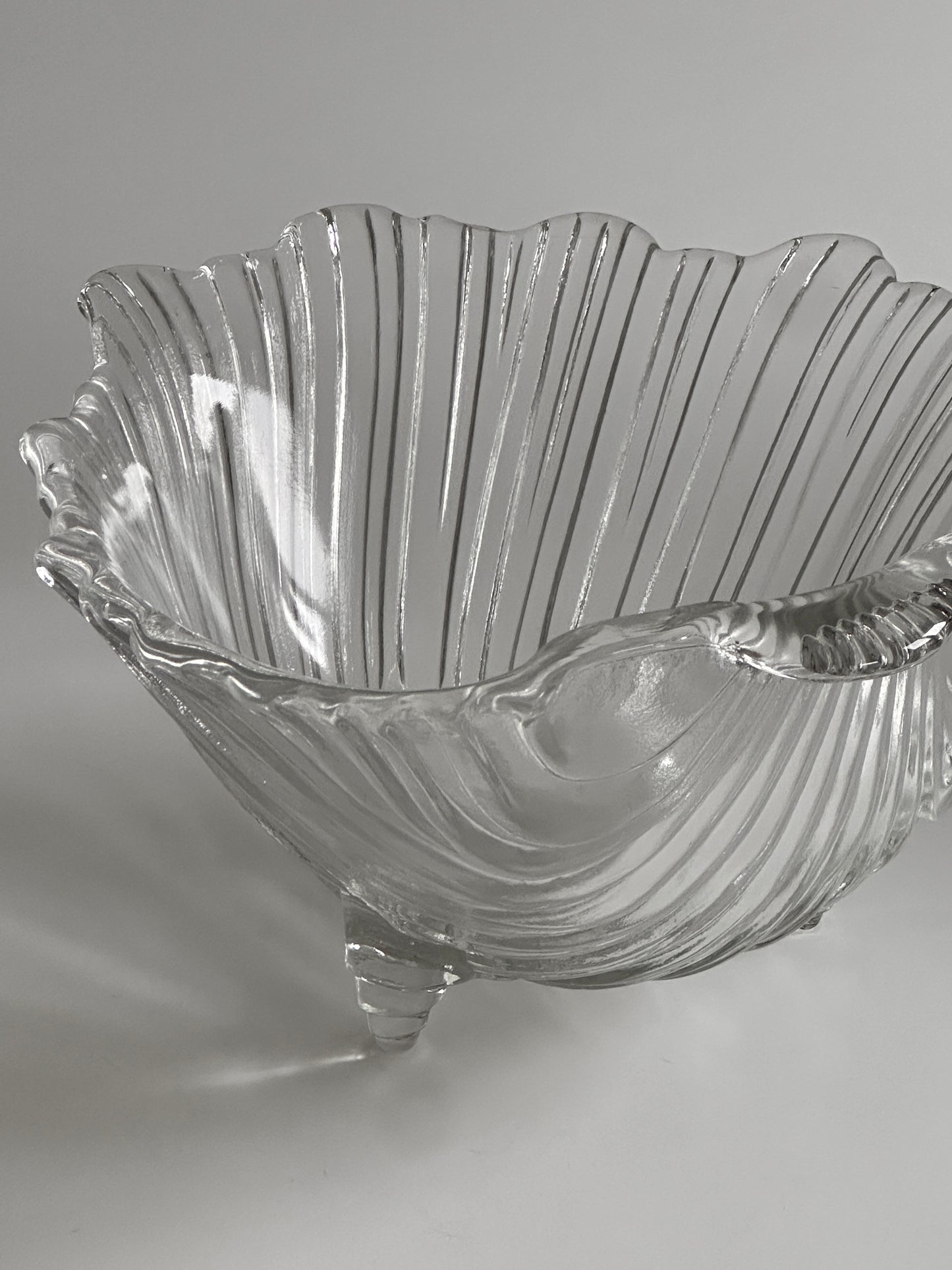 Shell Shaped Glass Bowl 1980s