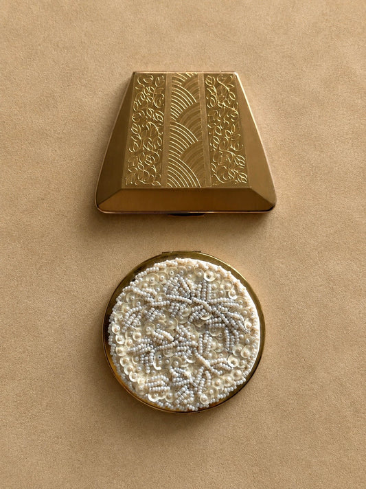 1950s Beaded Compact Mirror