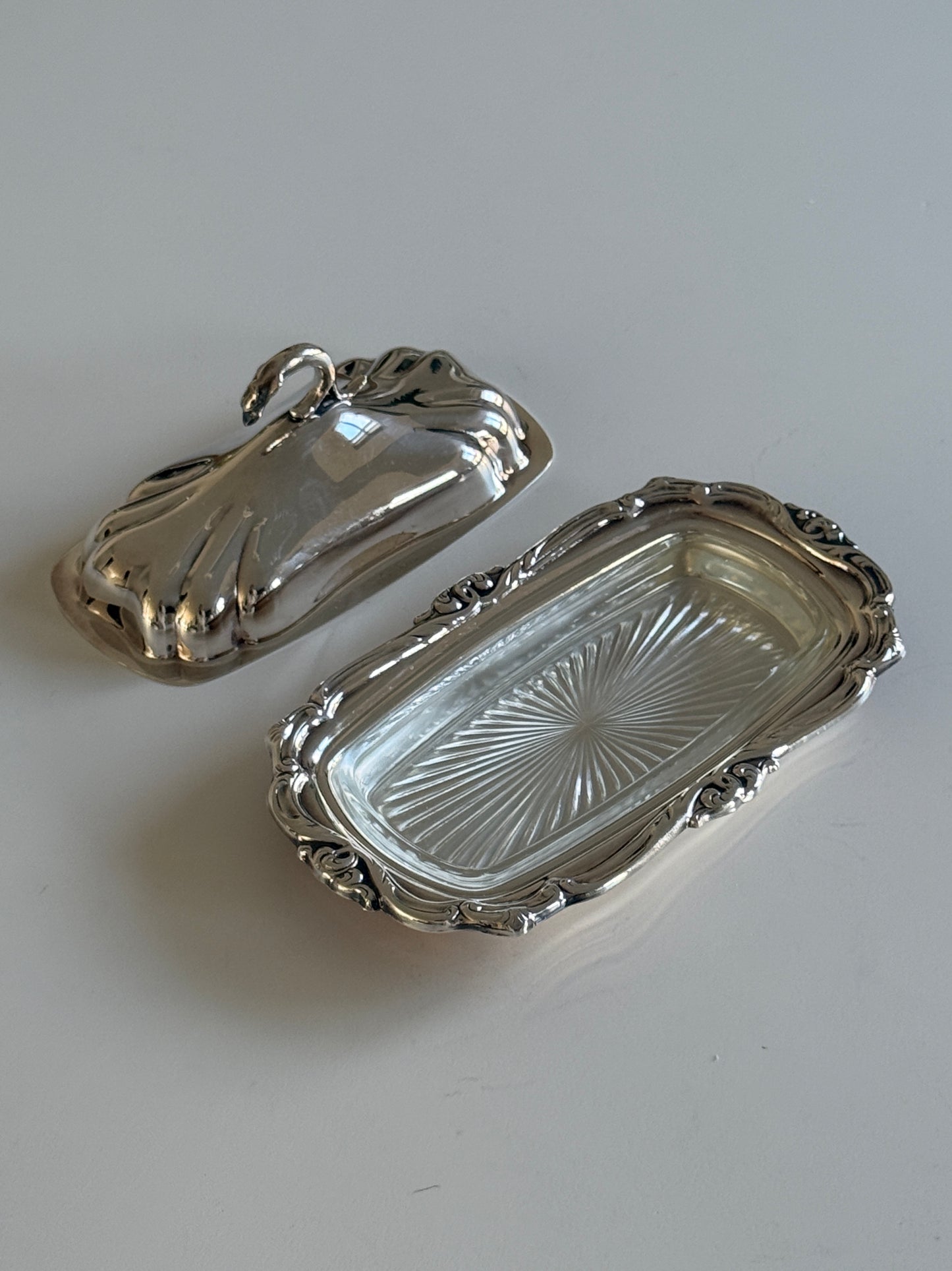 Ornate Silver Plate Butter Dish