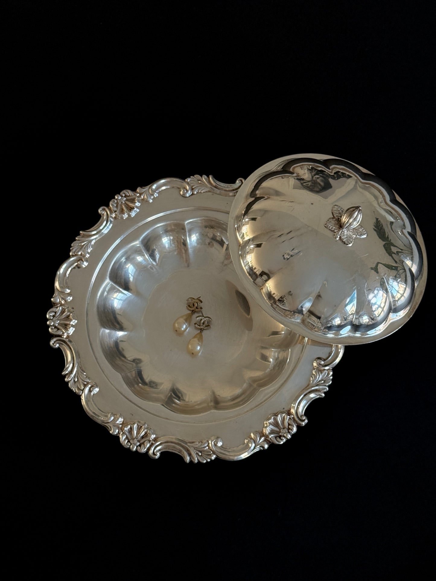 Silver Plated Round Serving Dish 1940s