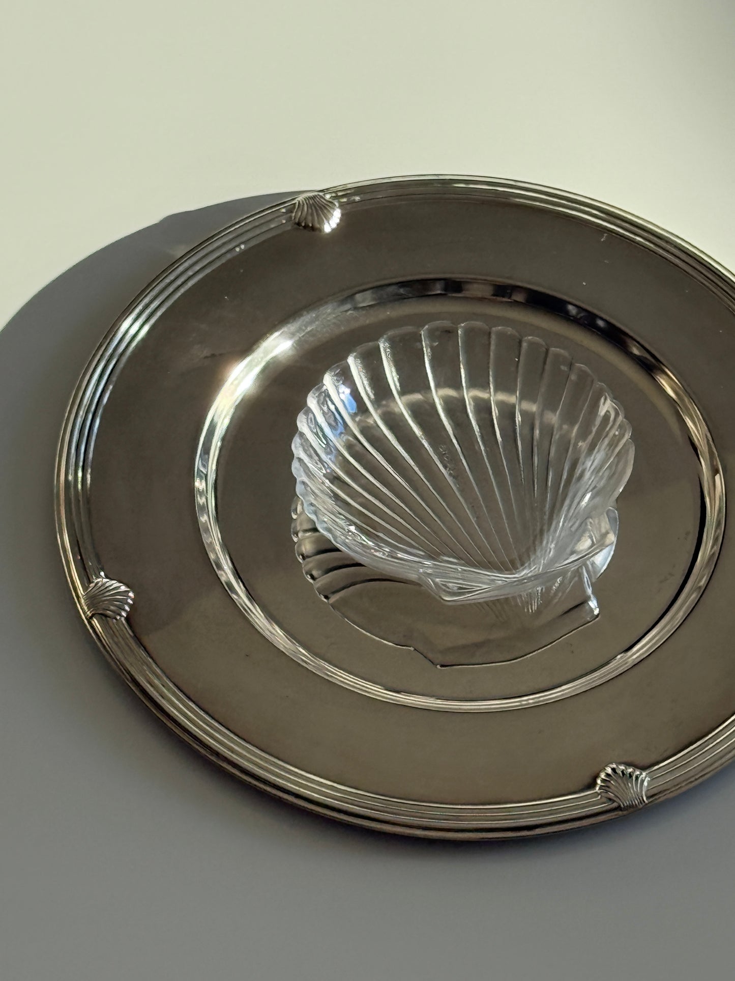 Shell Ornate Silver Plate Dish