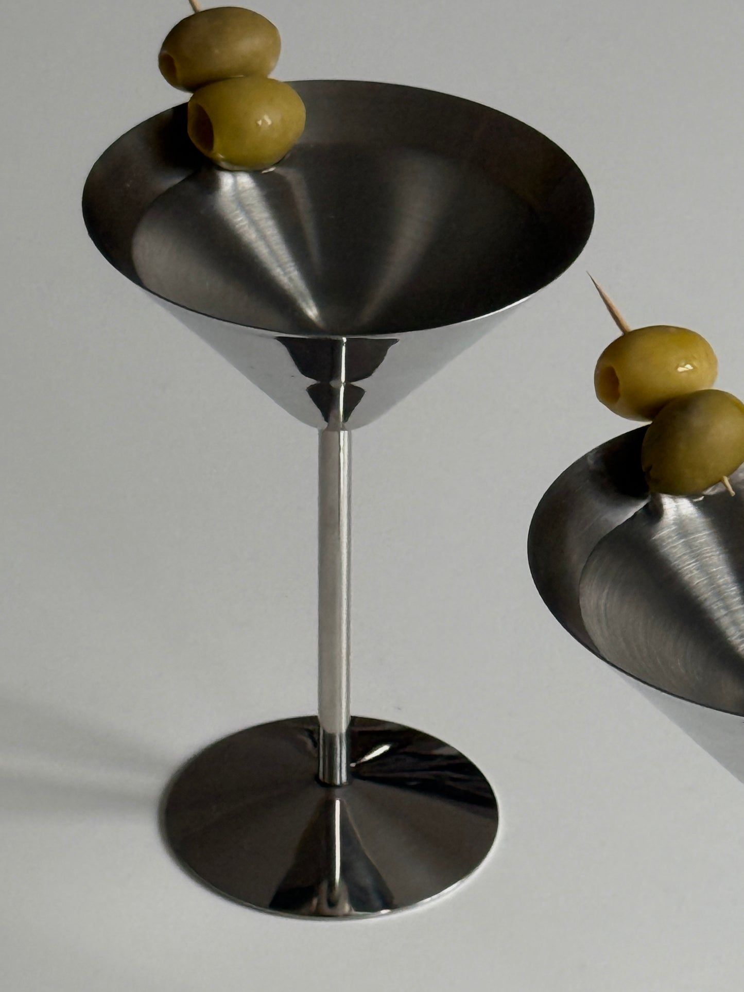 Pair of Chrome Martini Glasses