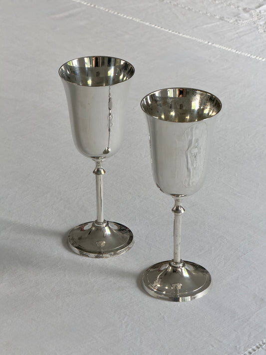 Set of 2 Silver Plated Flared Goblets