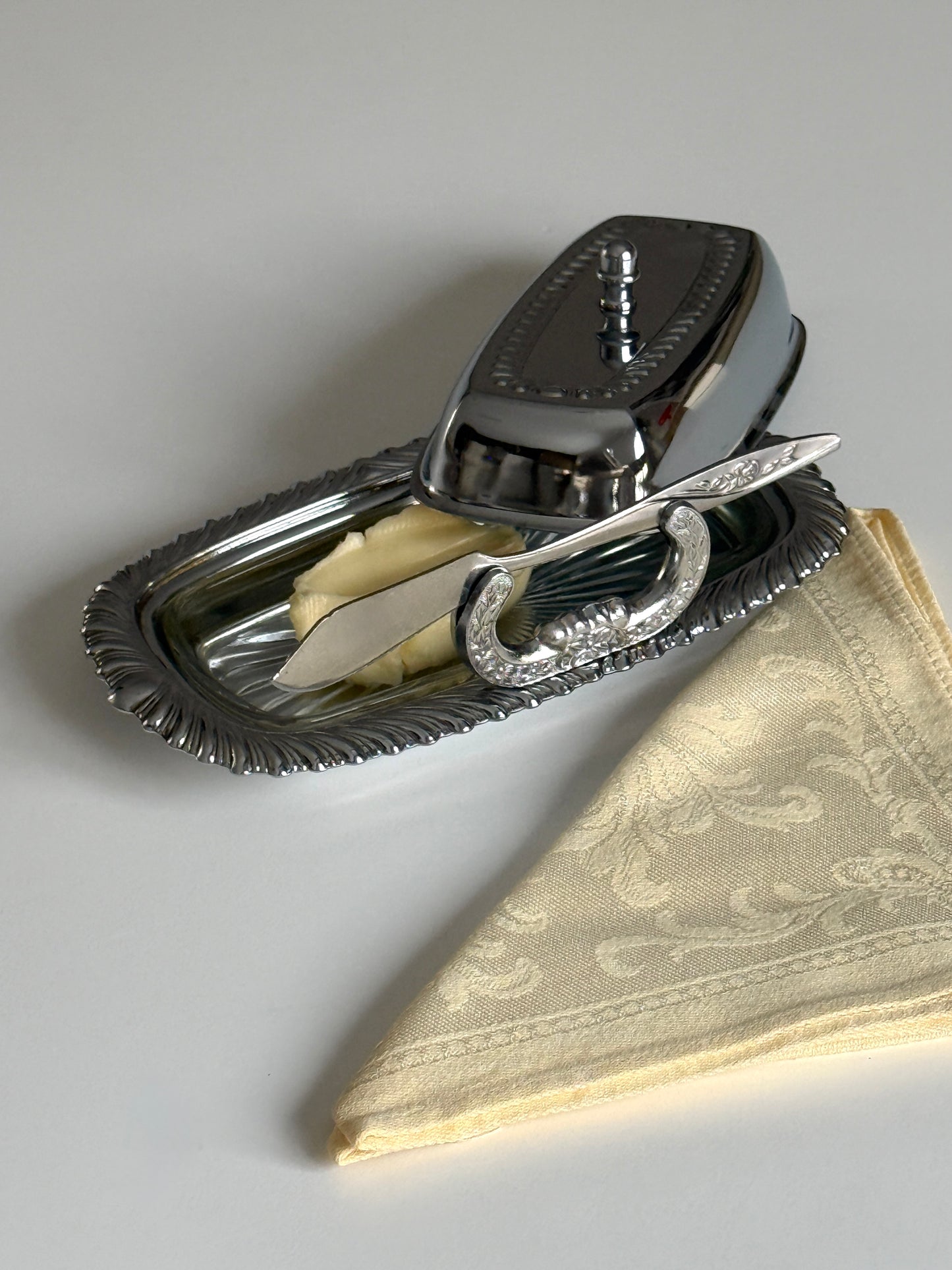 Silver Plated Butter Dish & Spreader