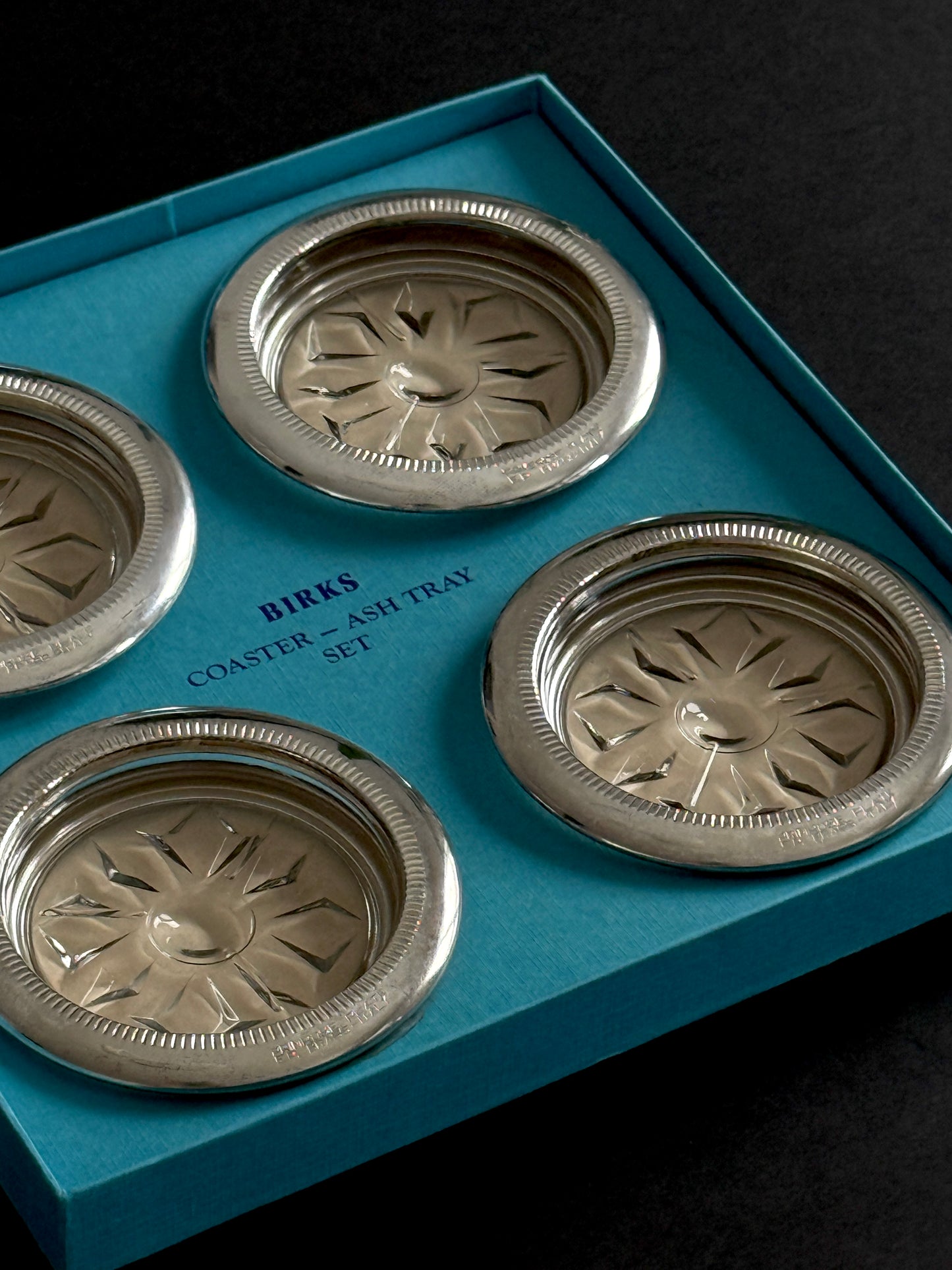 Birks Silver Plate Coaster Set (set of 4)