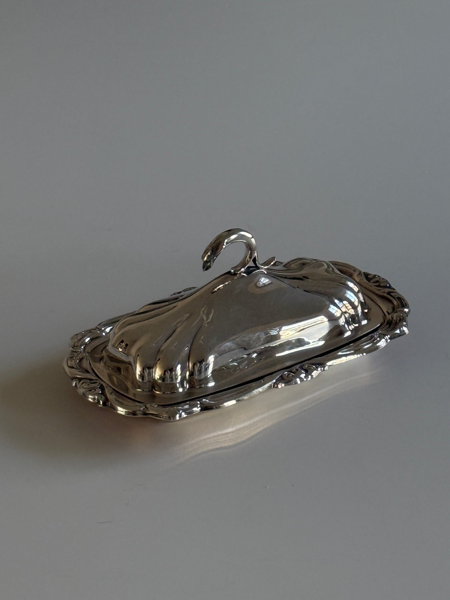 Ornate Silver Plate Butter Dish