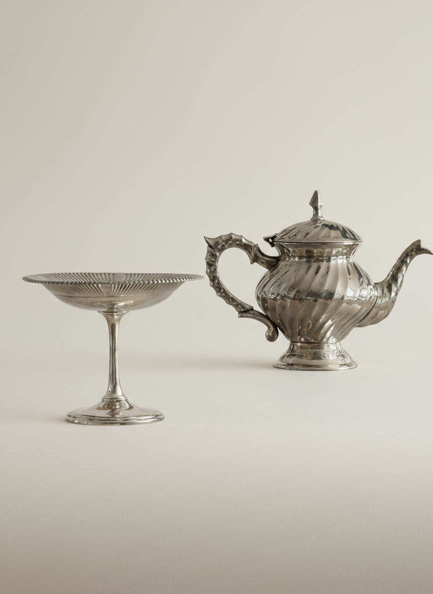 Ornate Silver Plated Pedestral Dish 1940s