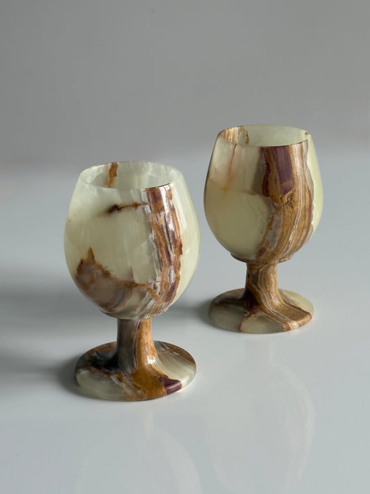 Cream Onyx Marble Goblets – Set of 2