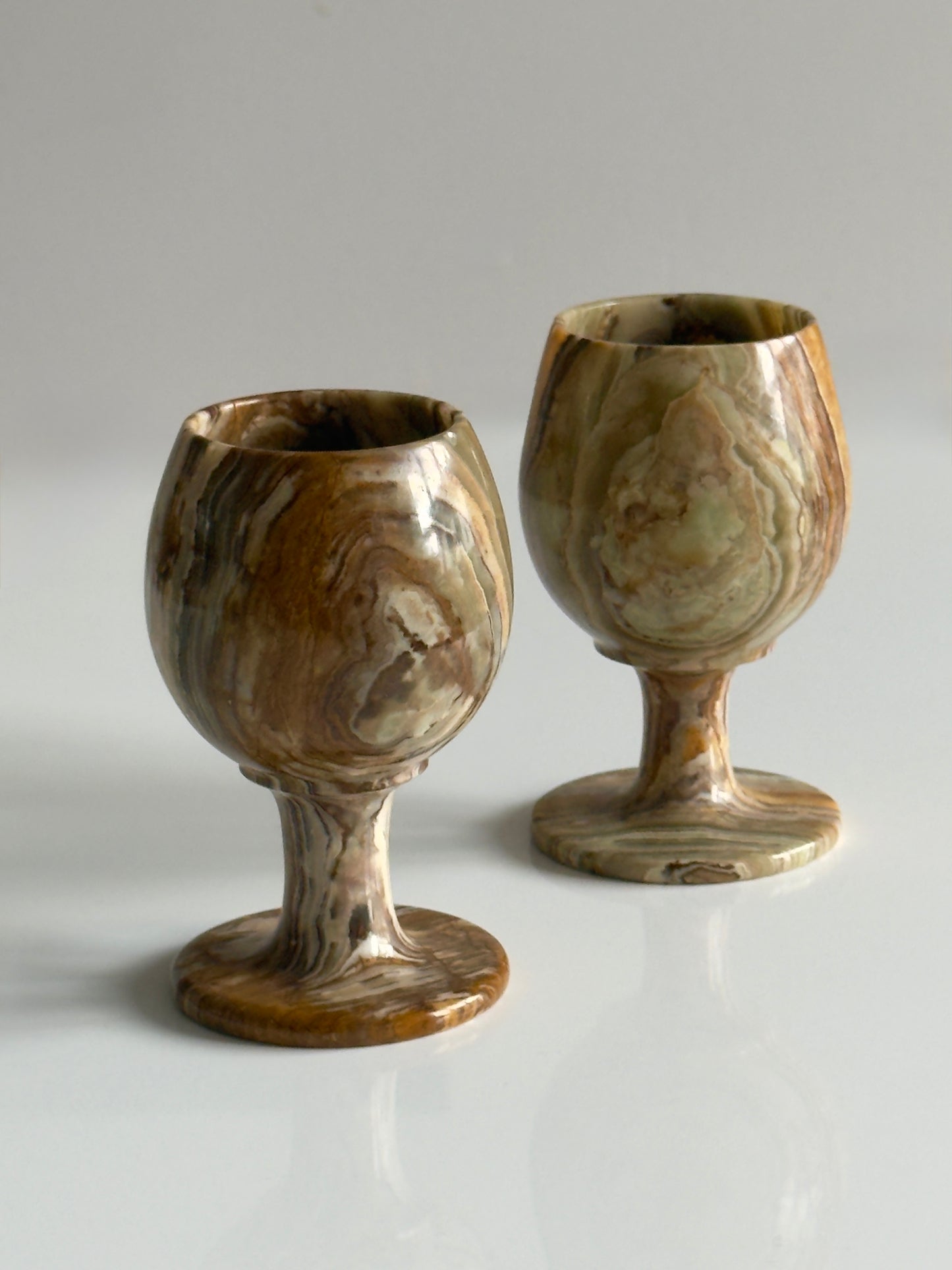Brown Onyx Marble Goblets – Set of 2