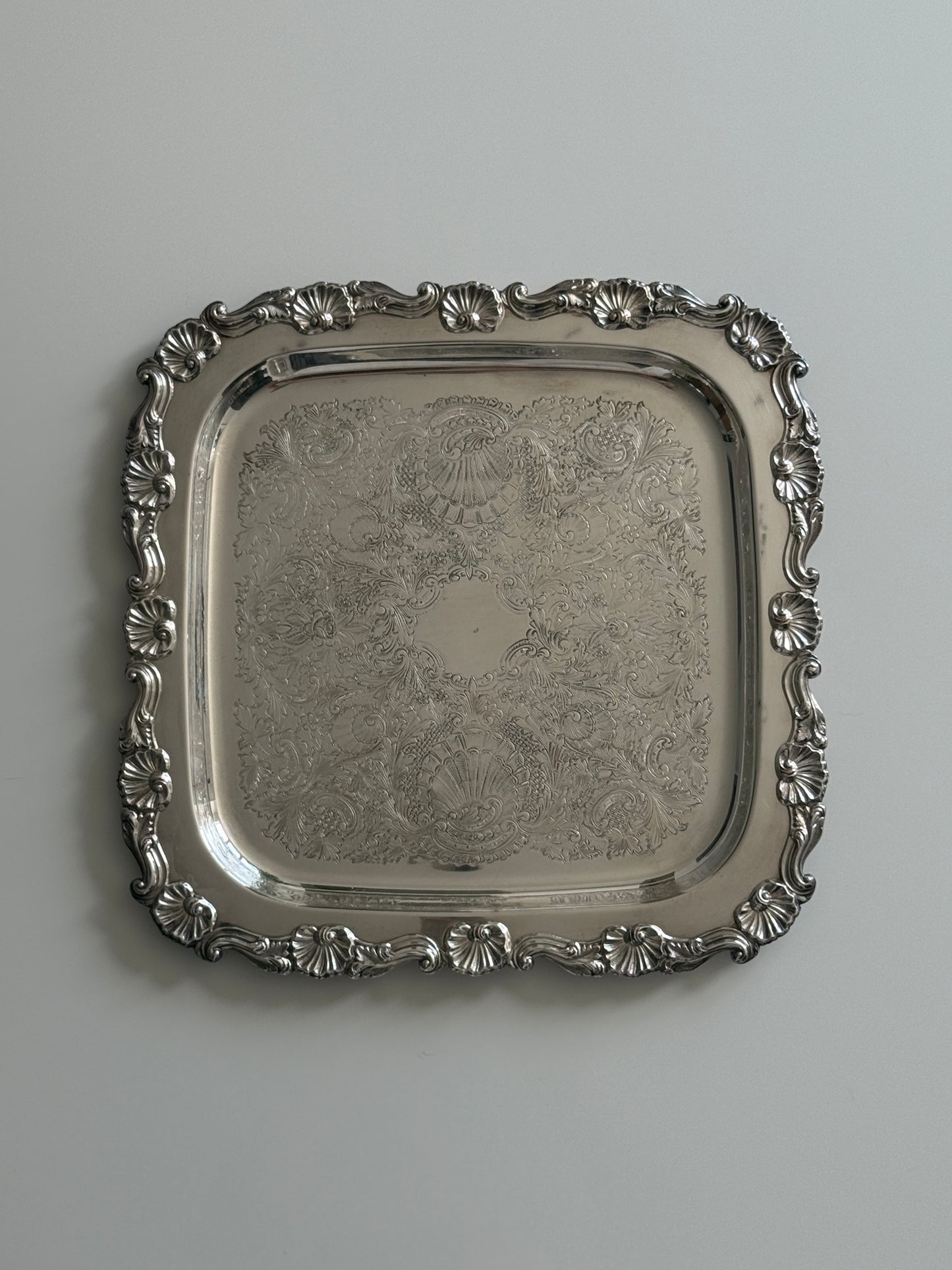 Ornate Silver Plated Square Tray